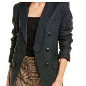 $698 Veronica Beard Houndstooth Leon Dickey Jacket blazer green black sz 16